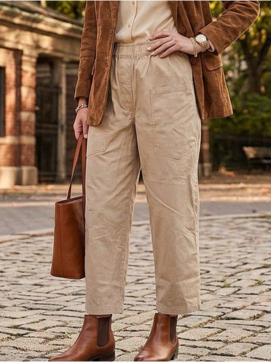 Zara Other - Zara Elastic‎ Waist Cargo Pants Small Wide Leg Pull On Womens Beige Tan Sz L NWT